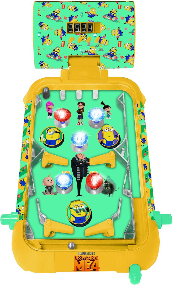 Lexibook de minions elektronische tafelflipperkast met geweldig ontwerp, geluiden, verlichting en digitale scores tot play alone of challenge uw friends.