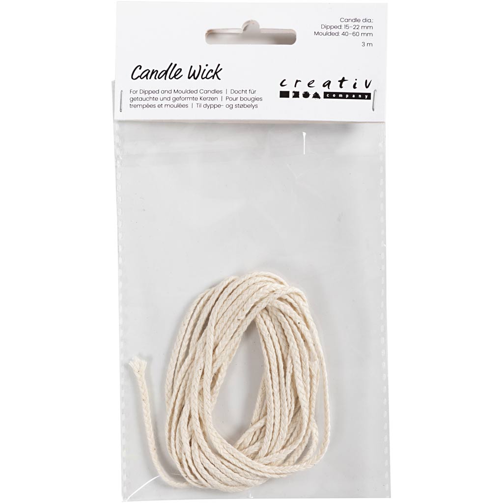 Creativ company lont voor gedoopte (dia. 15-22 mm) en synthetische kaarsen (dia. 40-60 mm), 3m