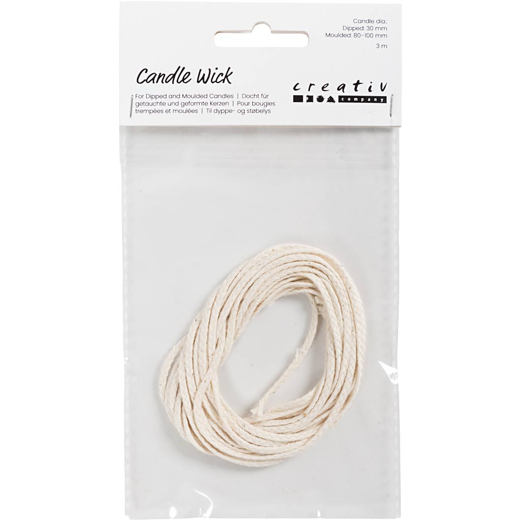 Creativ company lont voor gedoopte (dia. 22-30 mm) en synthetische kaarsen (dia. 60-80 mm), 3m