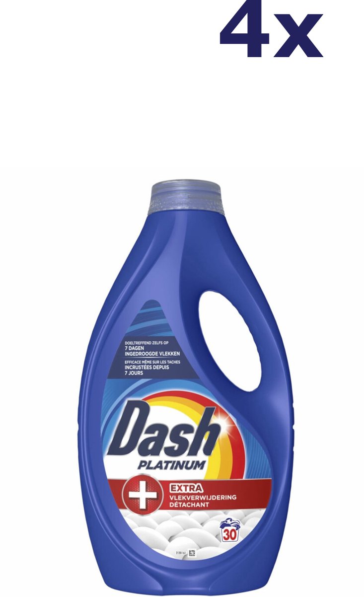 Dash platinum vloeibaar wasmiddel +extra vlekverwijdering - 4 x 30 wasbeurten
