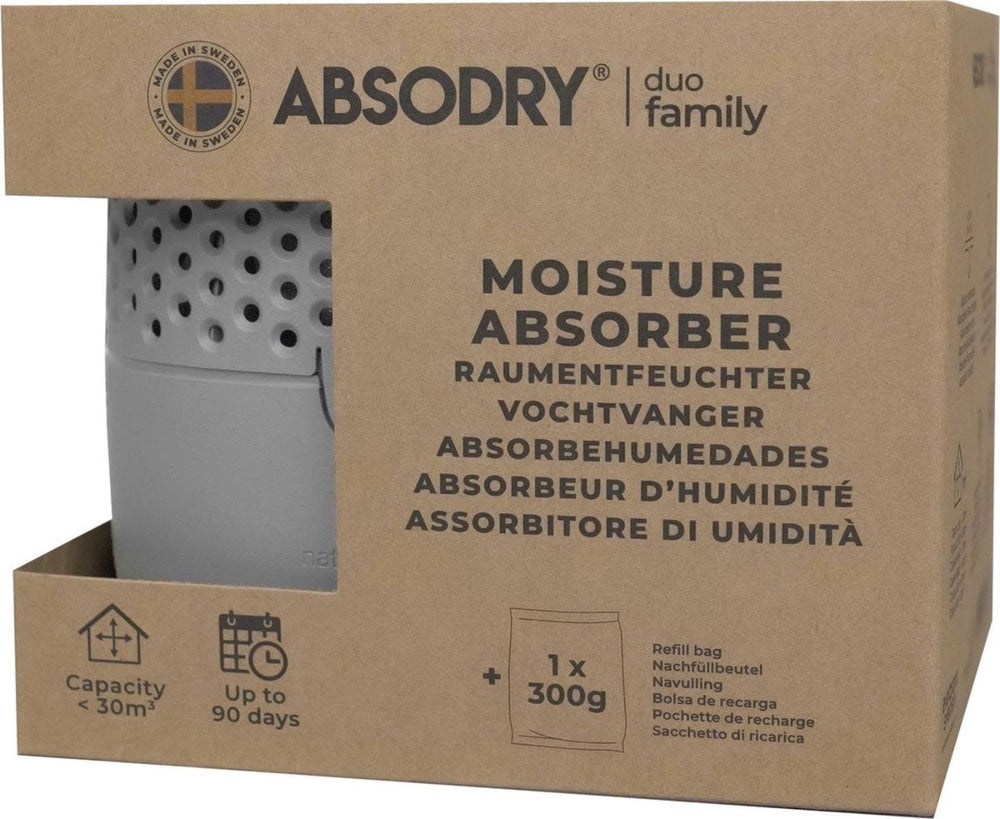 Absodry duo family bag vochtvanger series 3 grey - inclusief 1 vulling