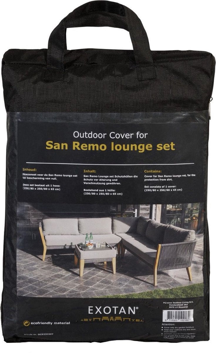 Woood exotan beschermhoes loungeset san remo - pe - zwart - 45x30x14