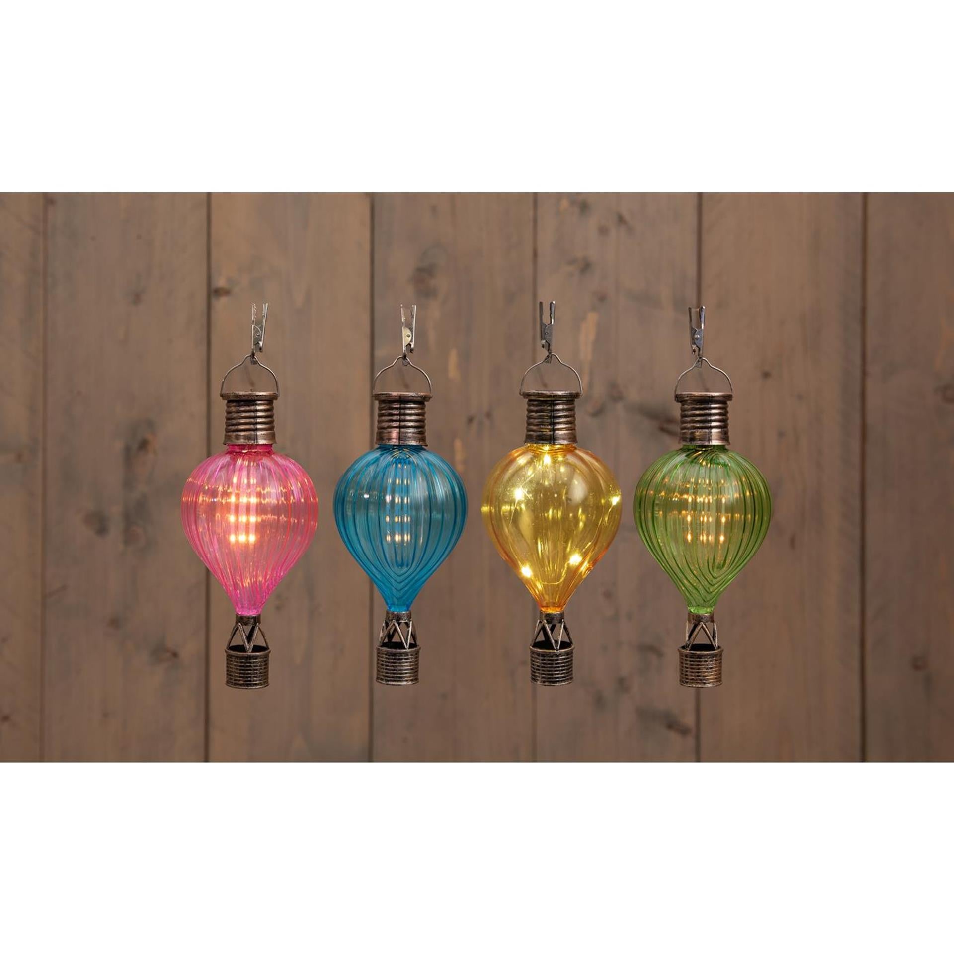 Anna's collection solar luchtballon flame effect 8x16cm blauw,groen,geel,roze