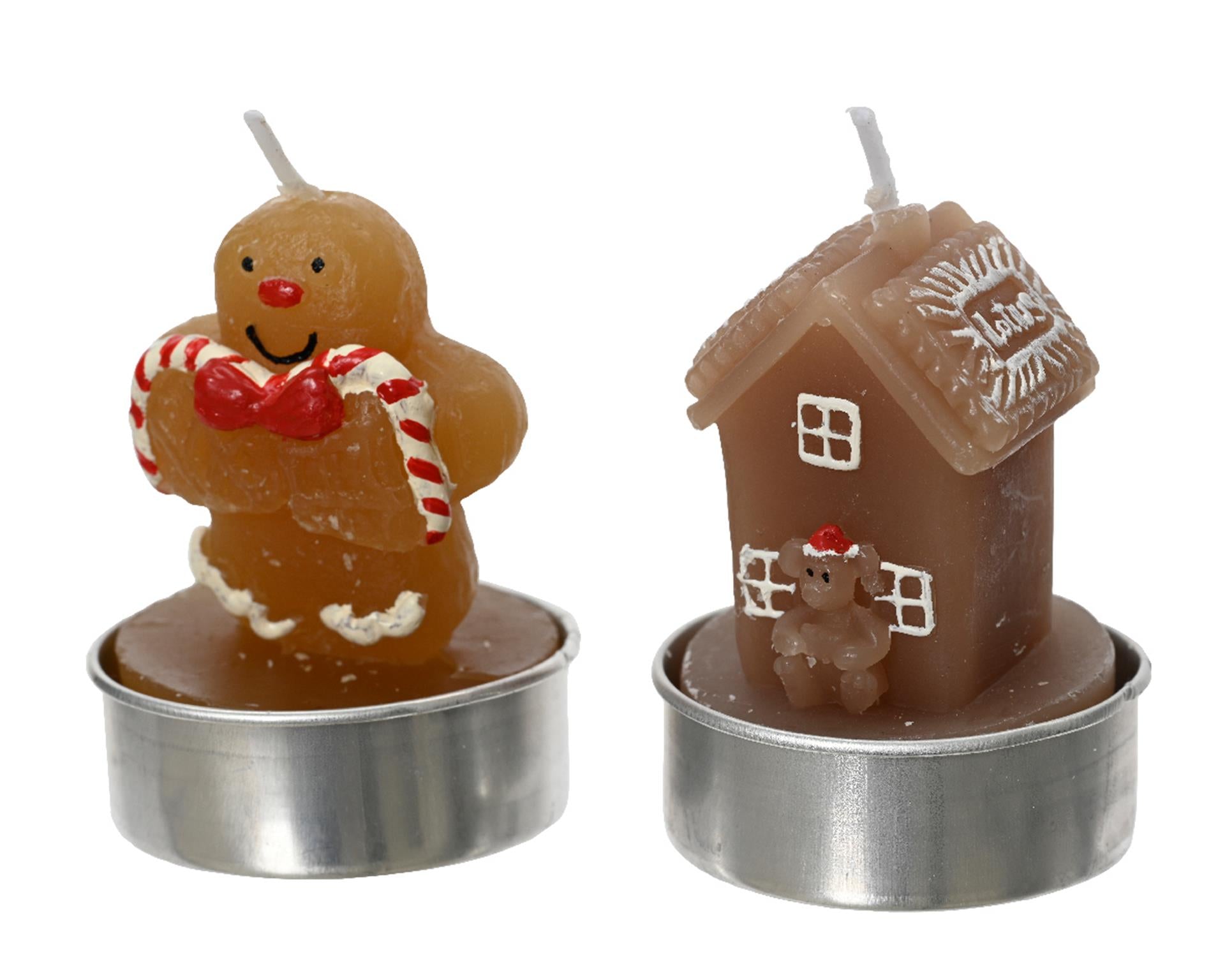 Decoris waxinelichtjes peperkoek 5,5cm 4 stuks