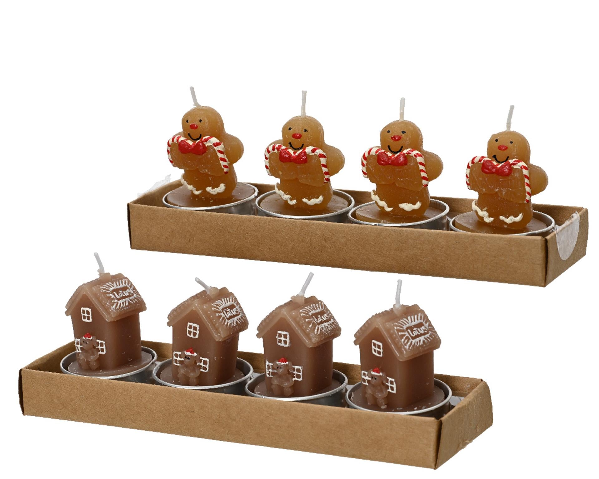 Decoris waxinelichtjes peperkoek 5,5cm 4 stuks