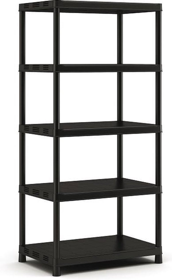 Keter kunststof opbergrek - extra diep - 400 kg draagkracht - 5 planken - 60x90x187cm - zwart