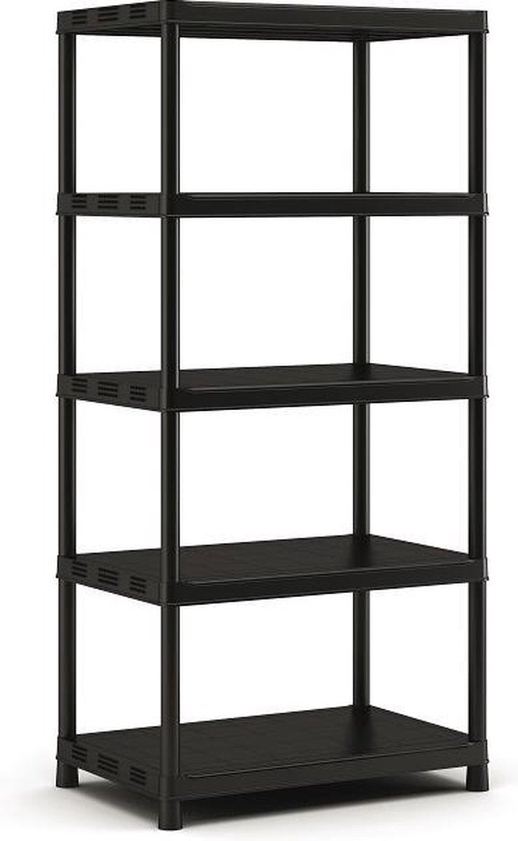Keter kunststof opbergrek - extra diep - 400 kg draagkracht - 5 planken - 60x90x187cm - zwart