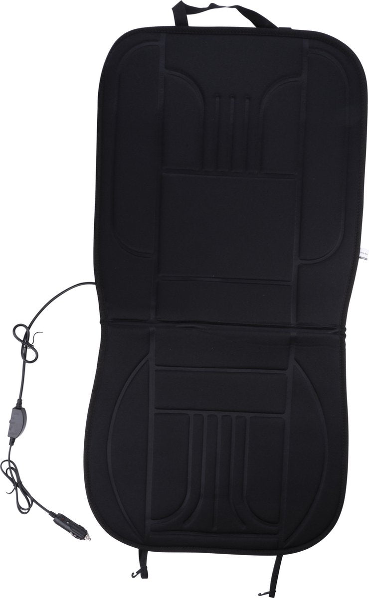 Dunlop autostoelverwarmer 12v - 98 x 49 cm - autostoelhoes met verwarming - 45 w - 2 warmtestanden - stoelverwarmer - zwart