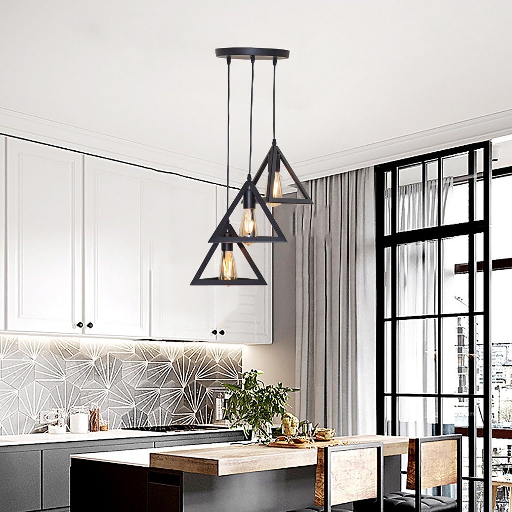 Homestyle pro mk022-b industriële piramide hanglampen zwart metaal