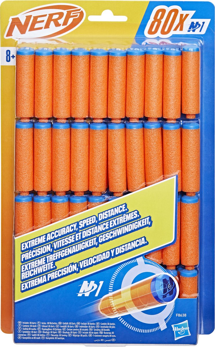 Nerf n series n1-darts, 80 darts, alleen te gebruiken met -blasters uit de n-serie, buitenspellen