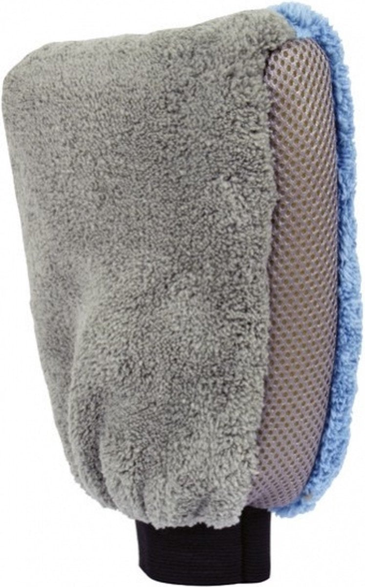 washandschoen microvezel 27 x 18 x 4,5cm blauw grijs