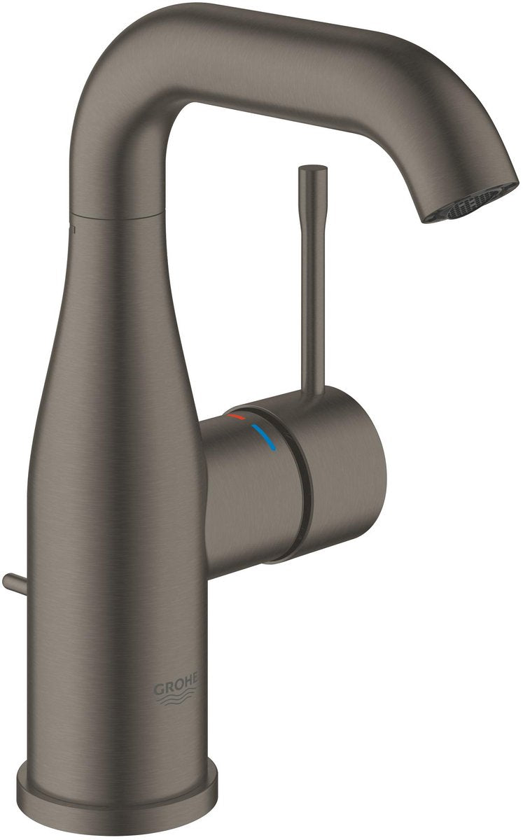 Grohe essence new wastafelkraan – medium - met trekwaste - hard graphite geborsteld (mat antraciet) - waterbesparend