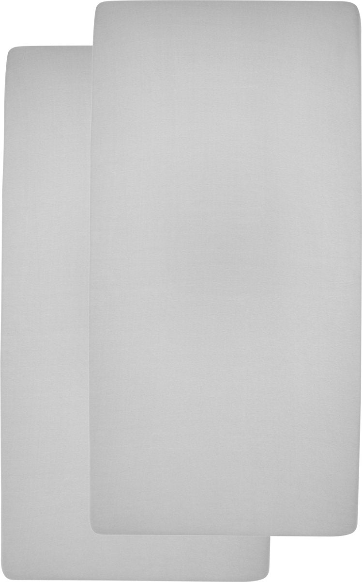 Meyco baby uni hoeslaken wieg - 2-pack - light grey - 40x80 90cm