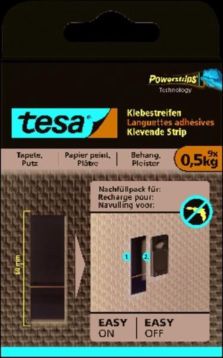 Tesa klevende strip voor behang en pleister