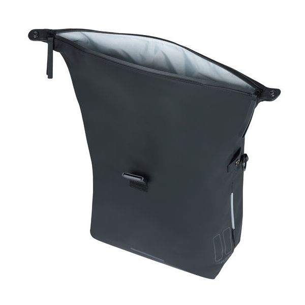 Basil SoHo MIK Side fietsschoudertas - zwart, waterdicht, PU, Nordlicht LED, 17l