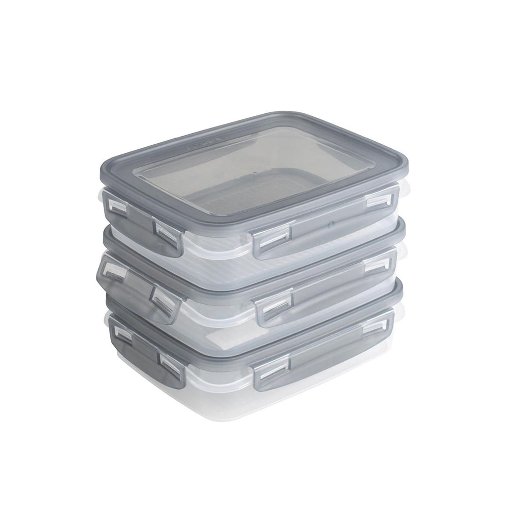 Sunware club cuisine diepvriesdozenset met clips set van 3 0,7l transparant grijs