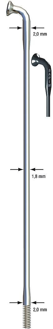 Sapim spaak 14-292l race RVS zonder nippel (100st)