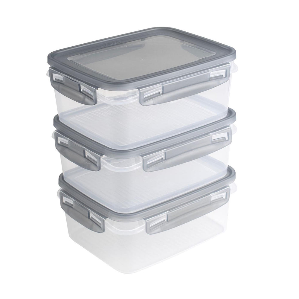 Sunware club cuisine diepvriesdozenset met clips set van 3 1,2l transparant grijs