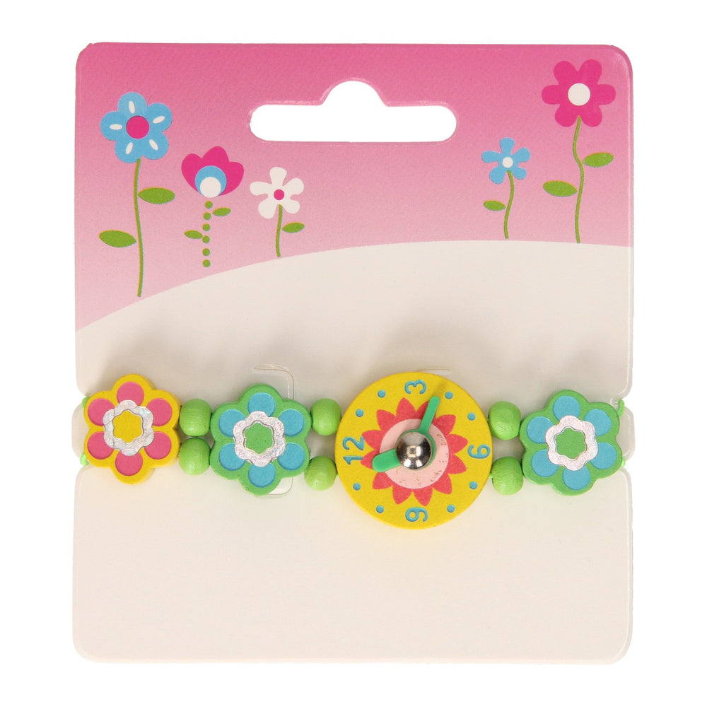 Horloge hout bloem