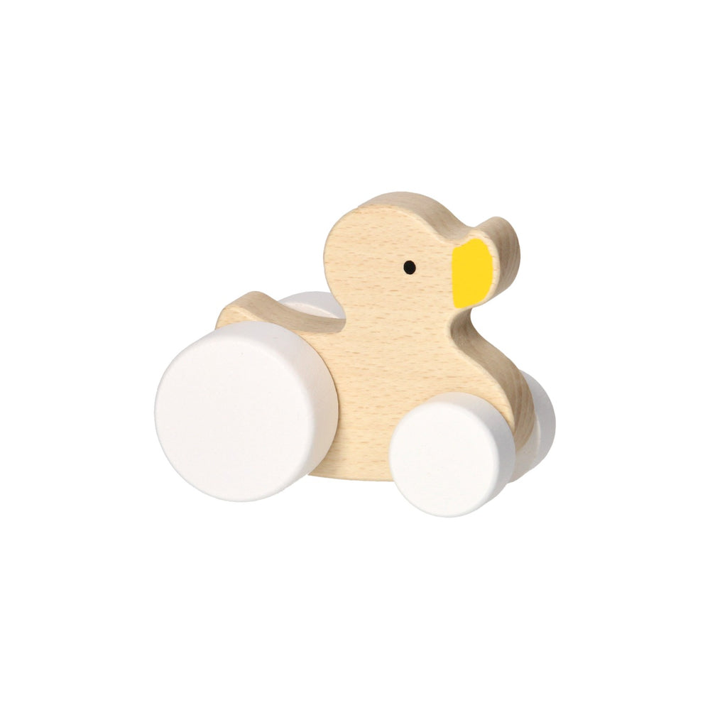 Houten speelfiguur - eend op wielen