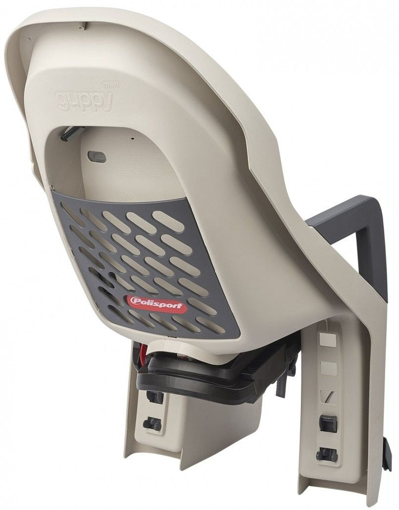 Kinderzitje achter Polisport Guppy Maxi+ met dragerbevestiging (CFS) - crème grijs