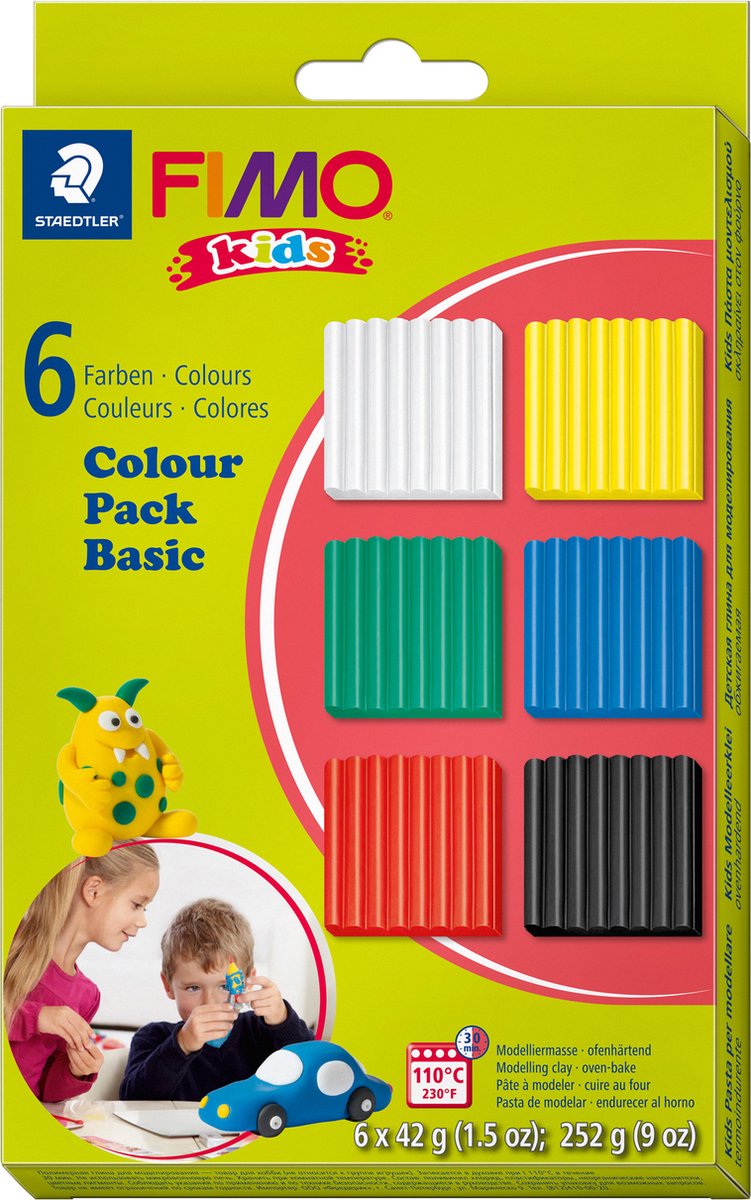 Fimo kids - ovenhardende boetseerklei - colour pack basic (6 x 42g)