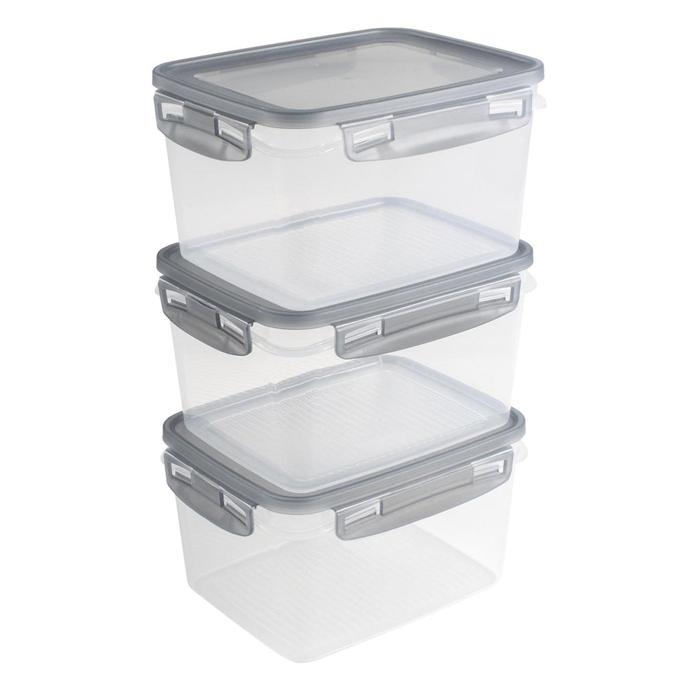 Sunware club cuisine diepvriesdozenset met clips set van 3 1,5l transparant grijs