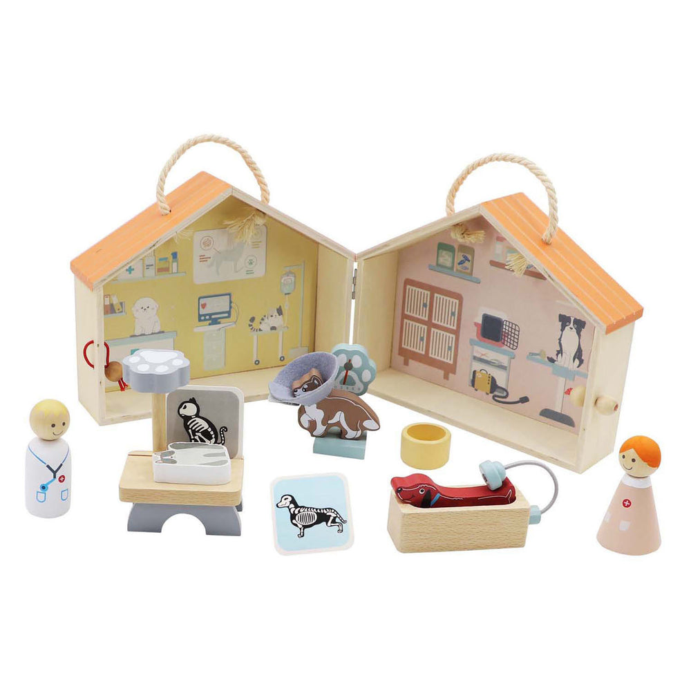Lobbes houten dierenarts speelset, 13dlg.