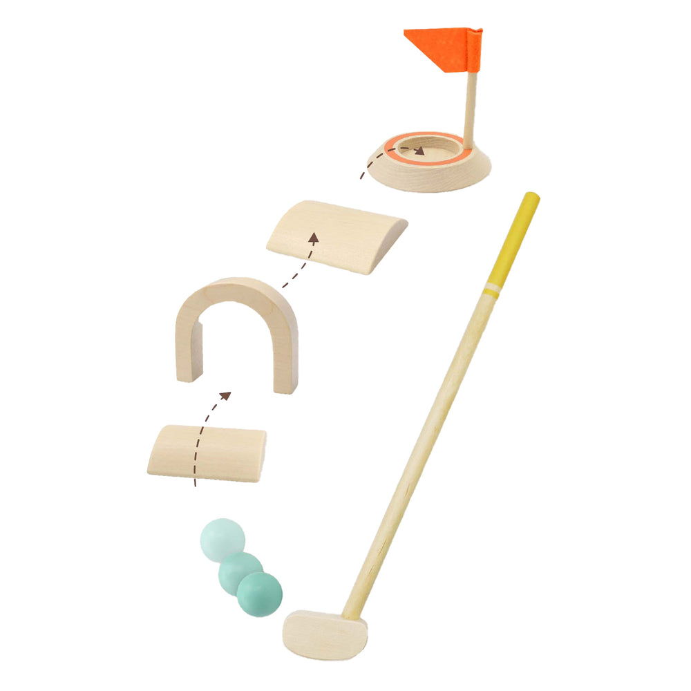 Lobbes houten midget golfset, 8dlg.