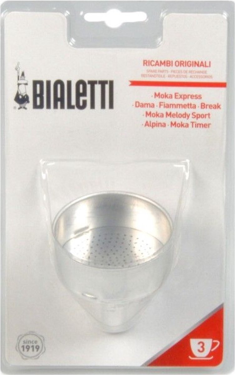 Bialetti blister funnel filter 3t new moka-dama-happy-break-fiamet-junior alu