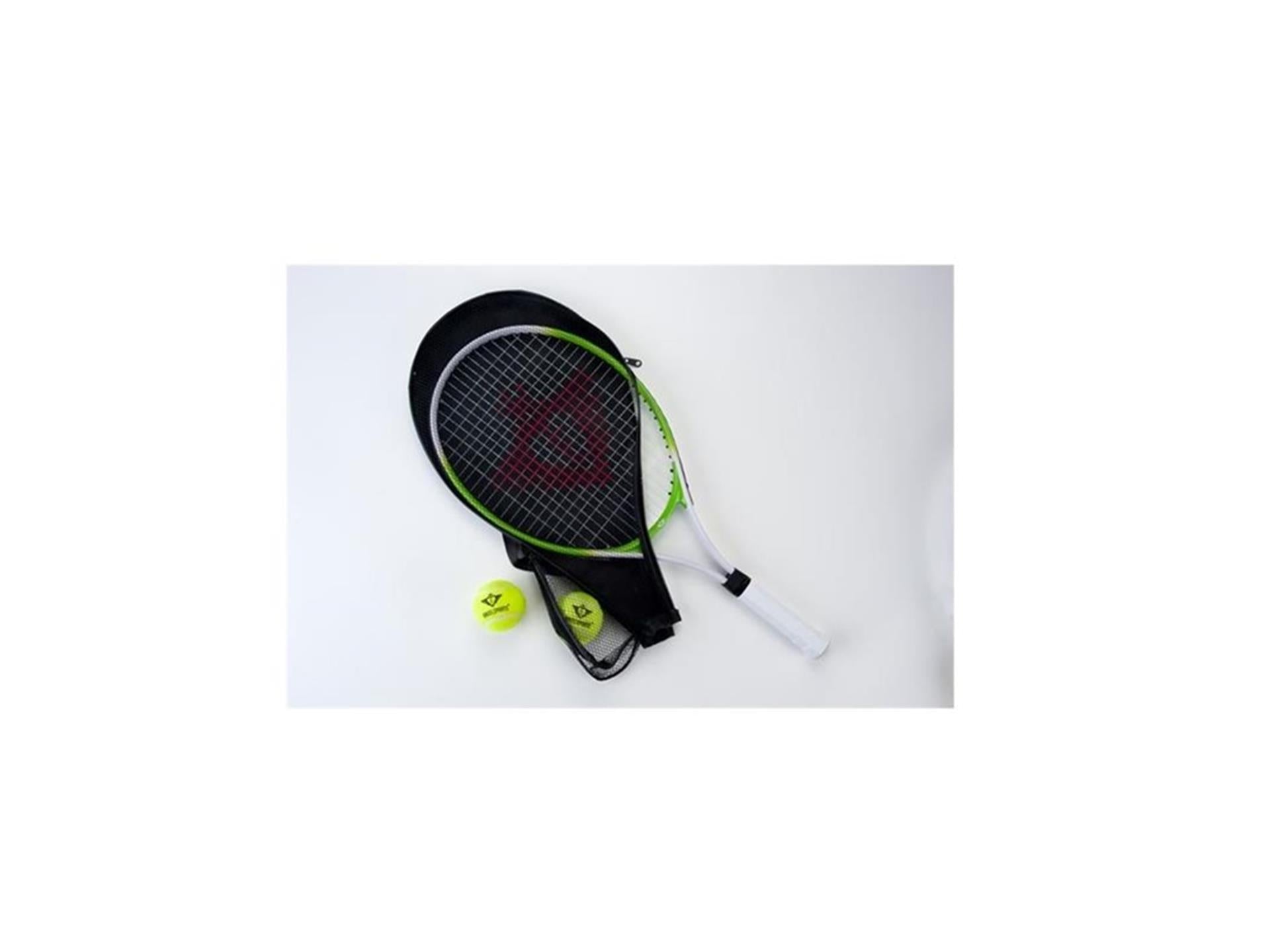 Tennisracket met schoffels en 2 ballen - groen