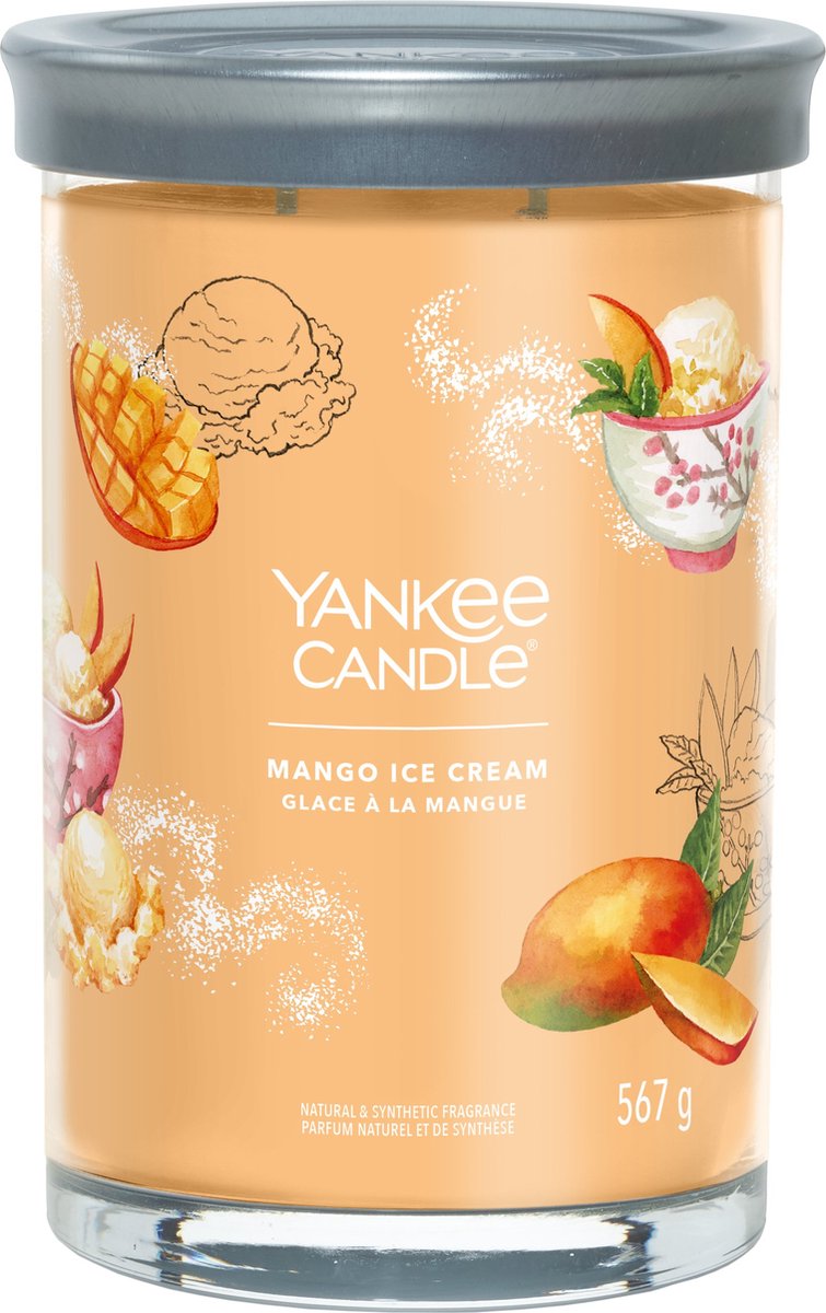 Yankee candle - mango ice cream large tumbler geurkaars - 100 branduren - twee lonten