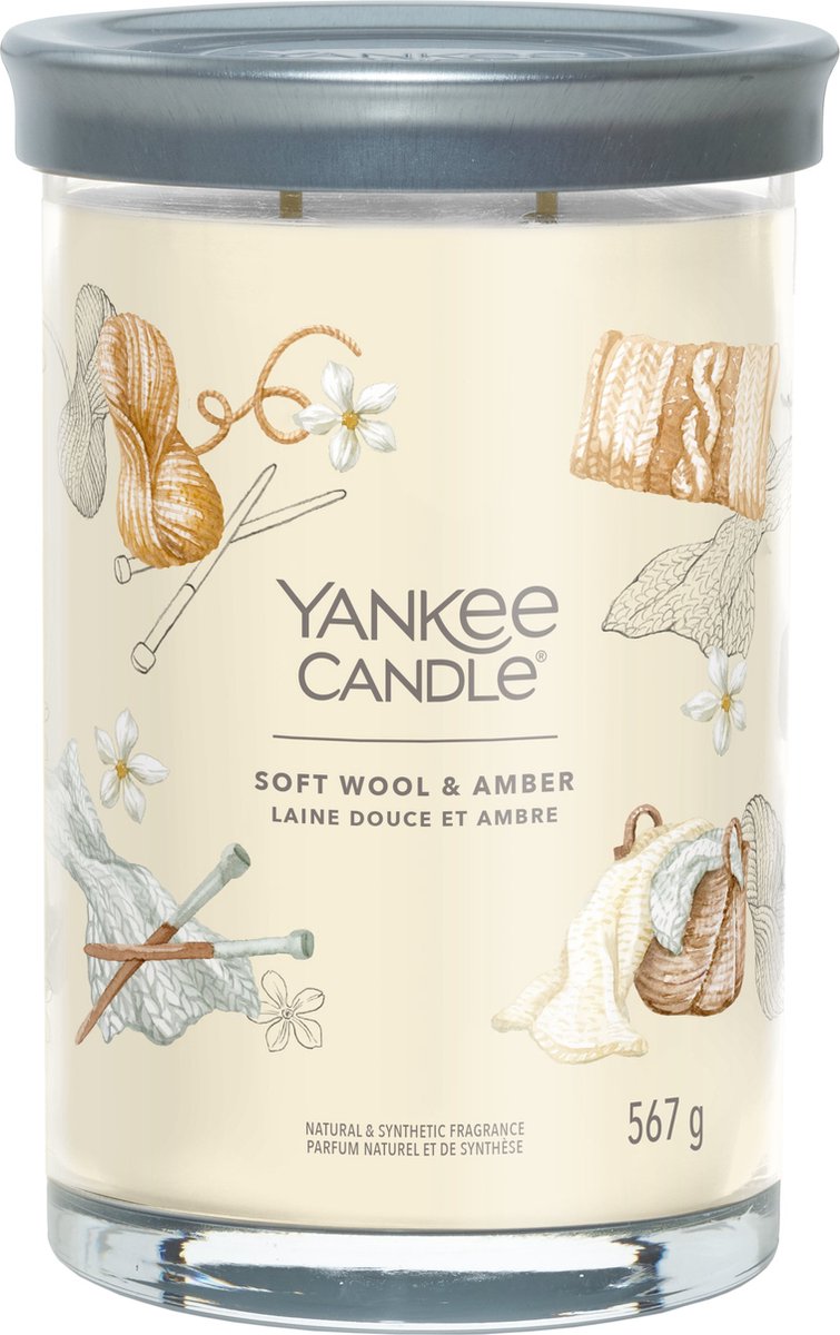 Yankee candle - soft wool amber large tumbler geurkaars - 100 branduren - twee lonten