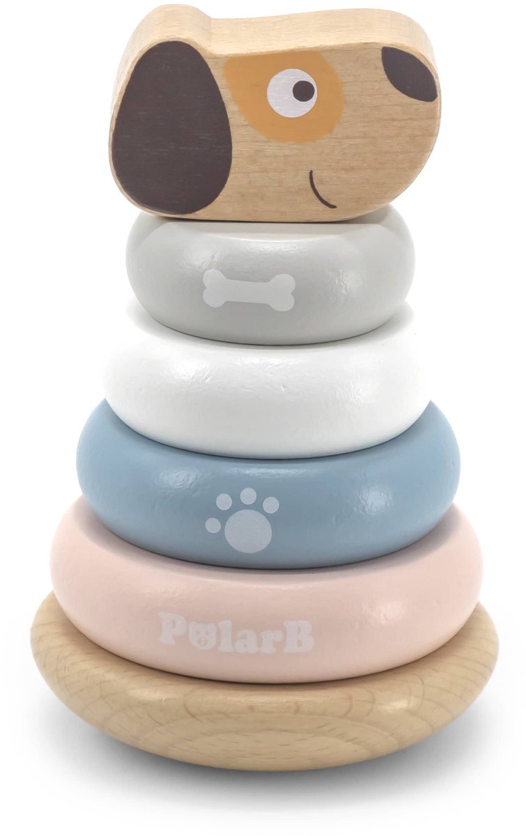 Polarb puppy houten tuimelring piramide
