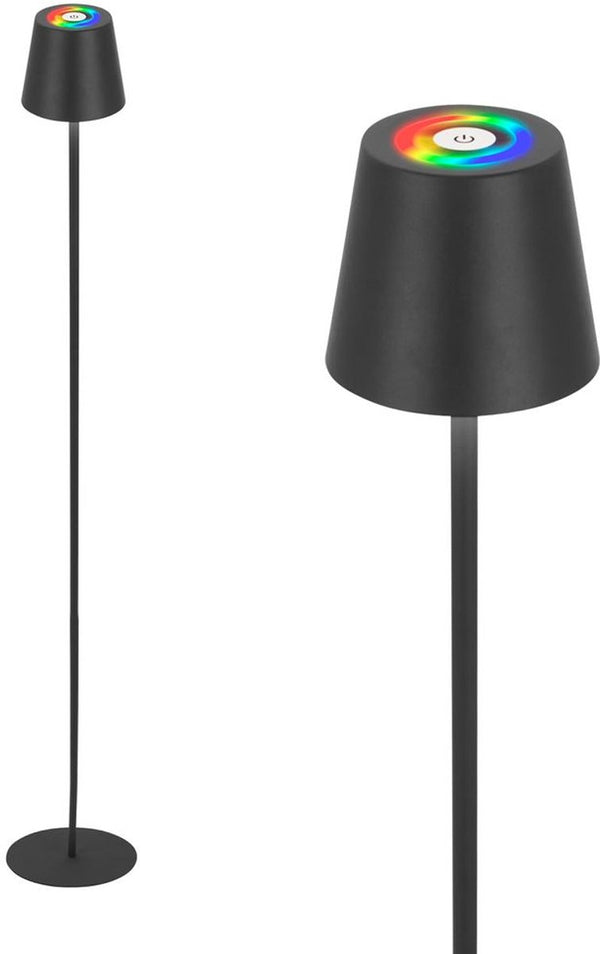 Briloner - oplaadbare rgb vloerlamp - binnen en buiten staande lamp - dimbaar - met batterij - ø20.8 x 133 cm - zwart