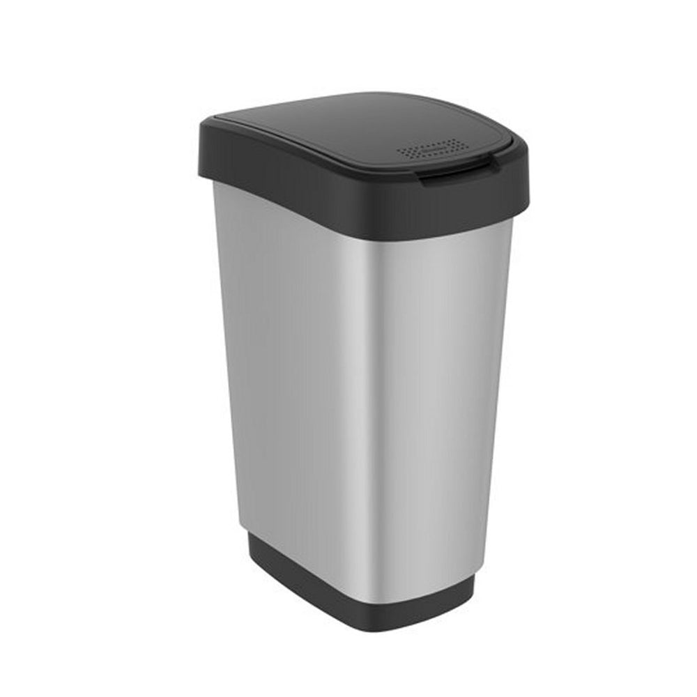 Rotho twist afvalbak 25l zilver metallic
