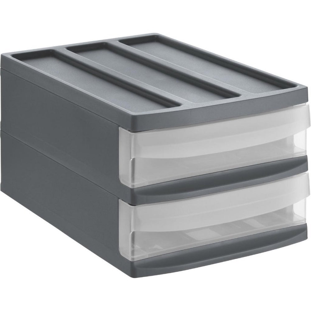 Rotho systemix design ladekast met 2 lades 39.5x25.5x20.3 cm antraciet