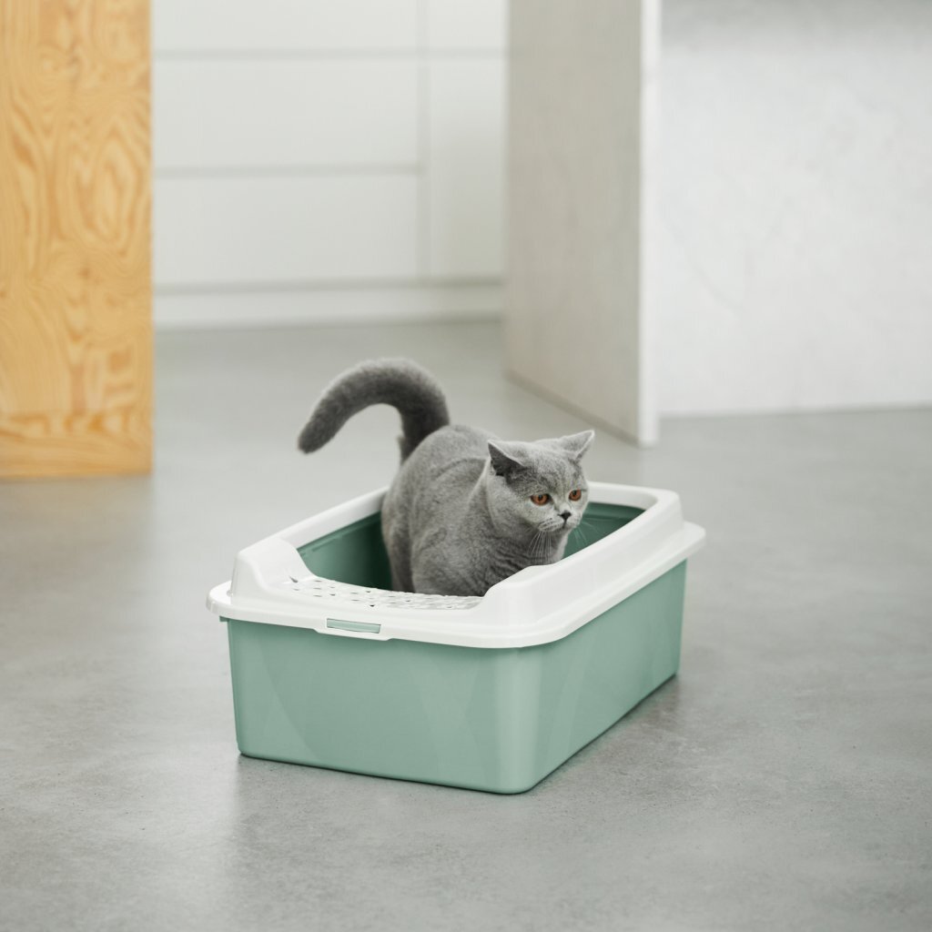 Rotho eco bonnie kattenbak met boveningang m groen zand