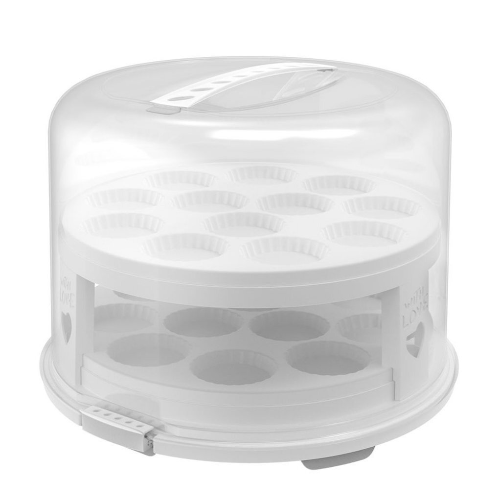 Rotho fresh taartdoos xl + cupcake-houders 35,5x34,5x26 cm wit transparant