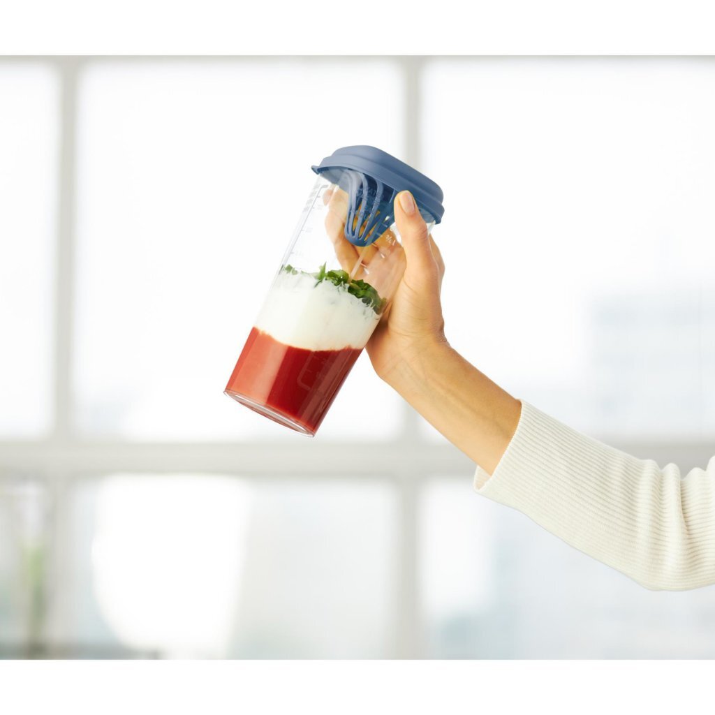 Rotho shaker met pers 1 l hok horizon blauw