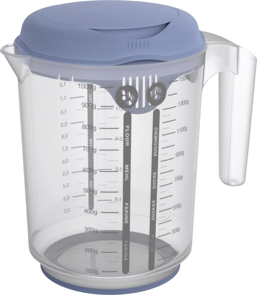 Rotho verse mixbeker met spatdeksel 1,5l horizon blauw