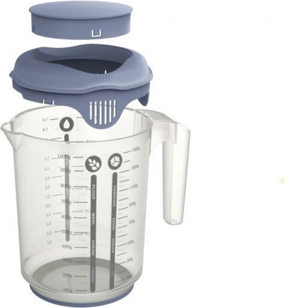 Rotho verse mixbeker met spatdeksel 1,5l horizon blauw