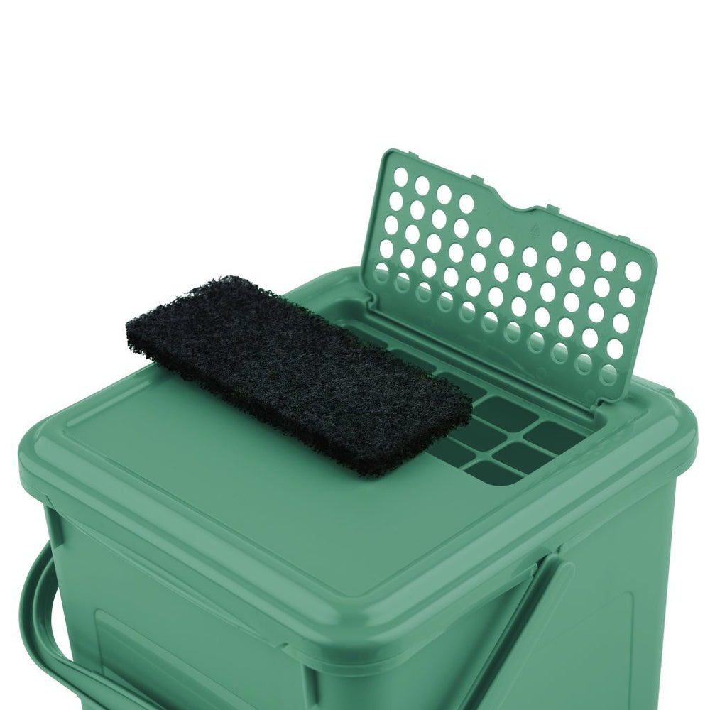 Rotho bio afvalemmer + actief koolfilter 9l maretak groen