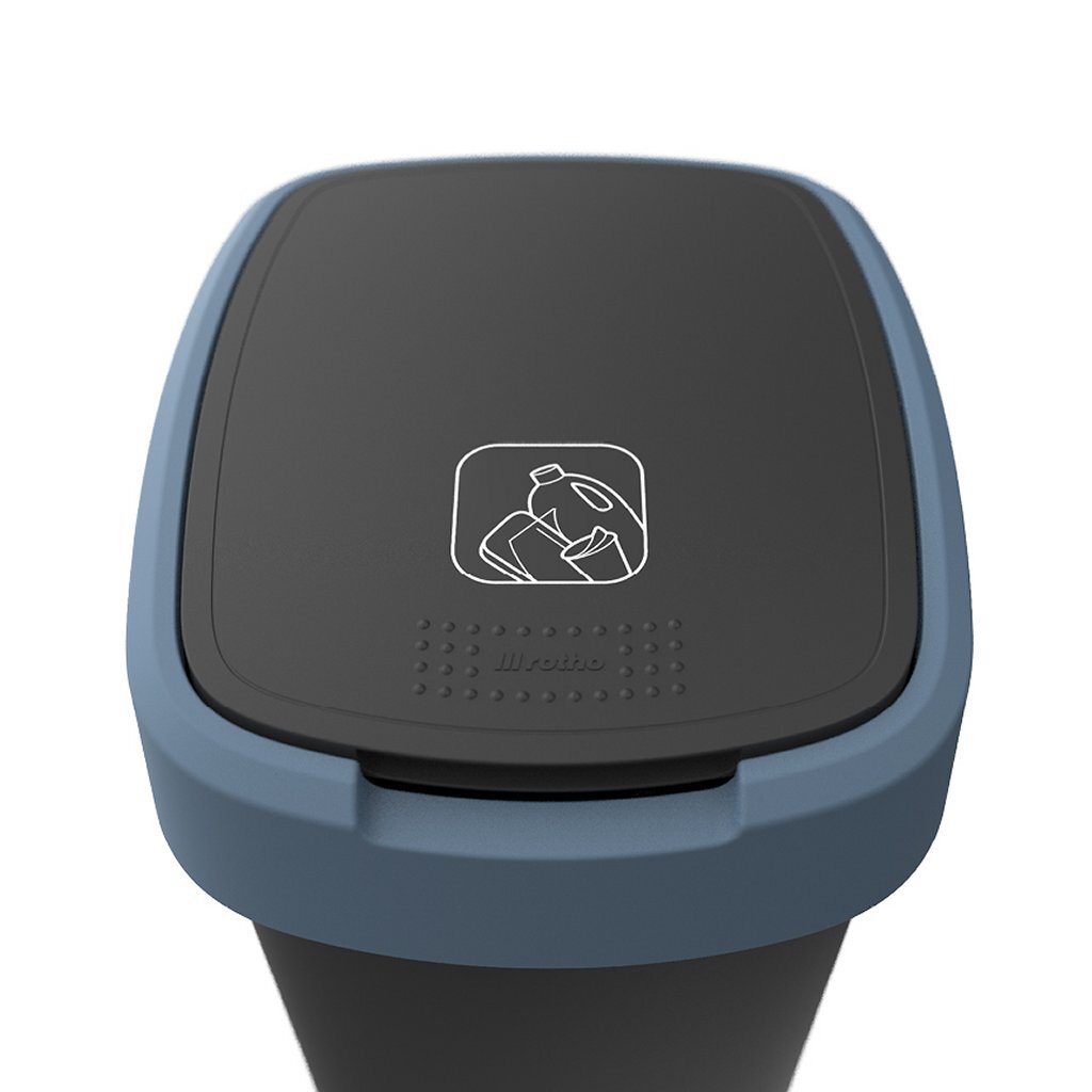 Rotho twist afvalbak 50l horizon blauw antraciet