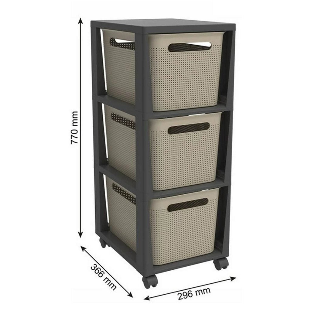 Rotho pina ladekastje met 3 laden 77x36.6x29.6 cm cappuccino antraciet