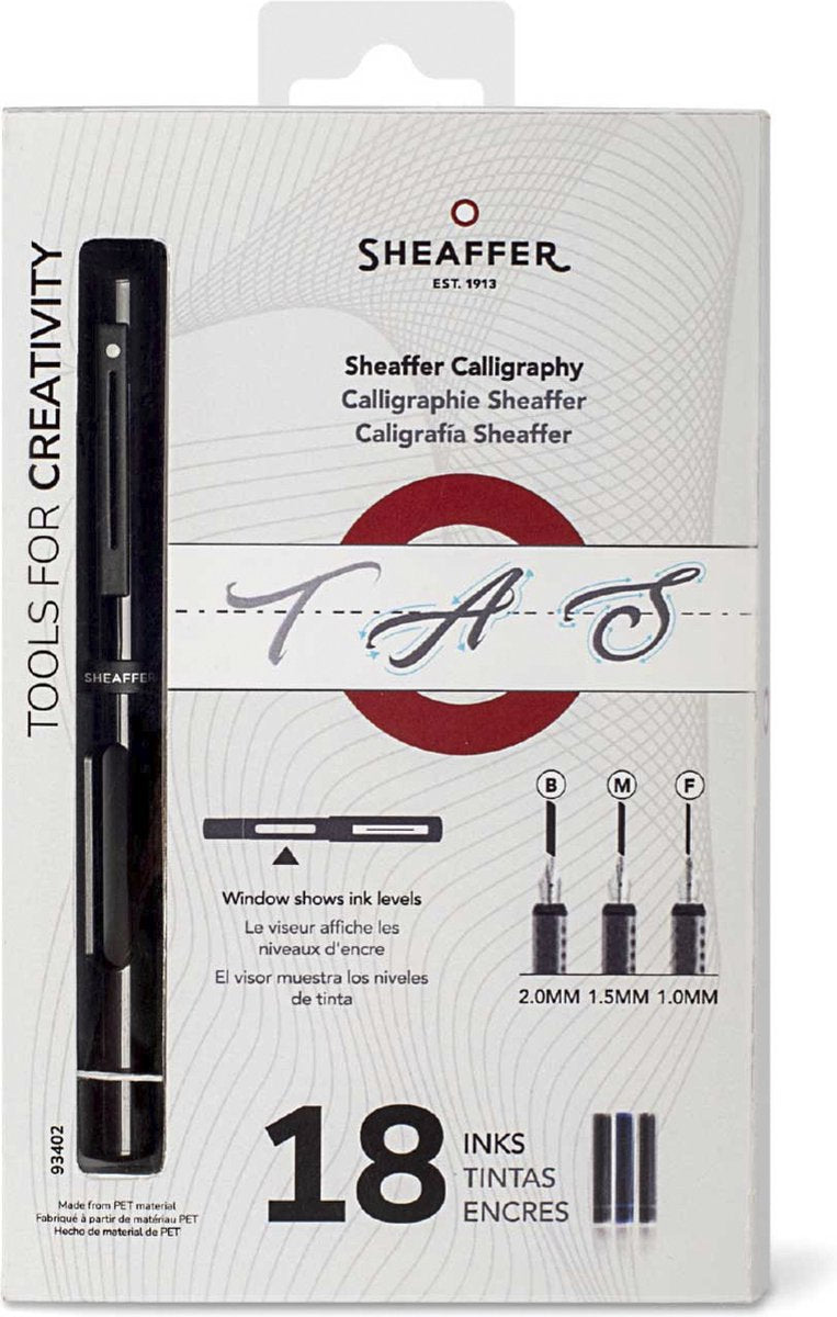 Sheaffer kalliegrafieset - zwart - penpunten f m b