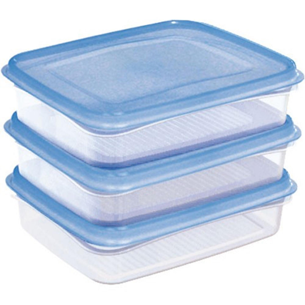 Sunware club cuisine diepvriesdozenset 0,7 liter transparant blauw set a 3 stuks 17,5x14x4,4cm