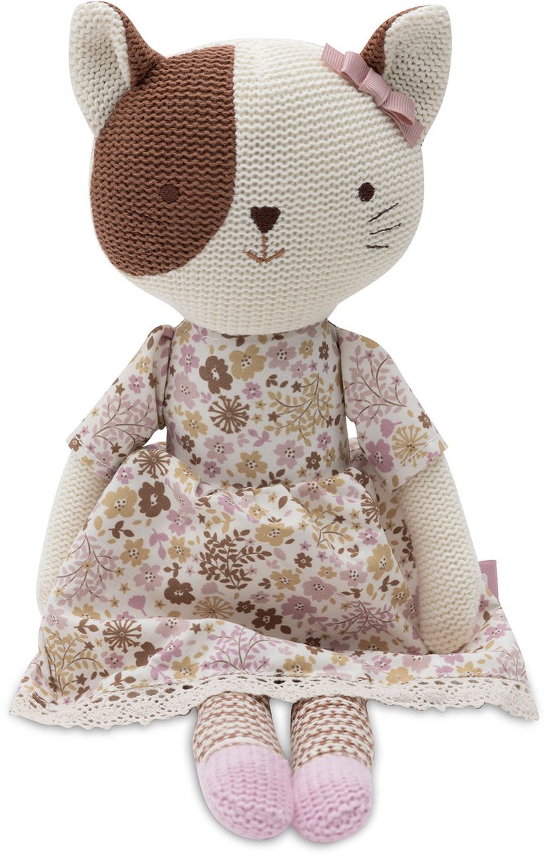 Jollein knuffel kat - jill - gebreid - knuffepop