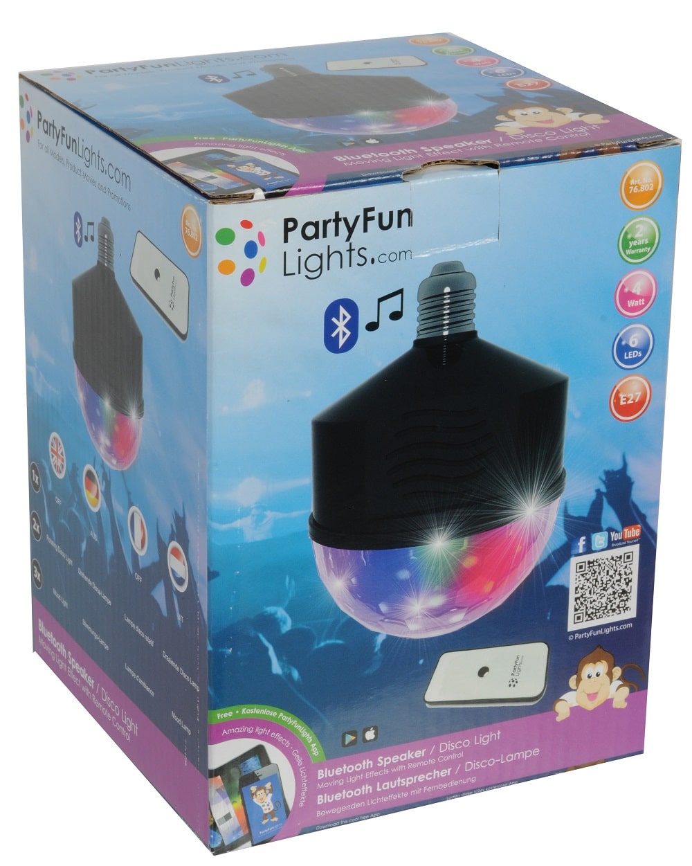 Kotronic partyfun verlichting discobol met bluetooth en speaker