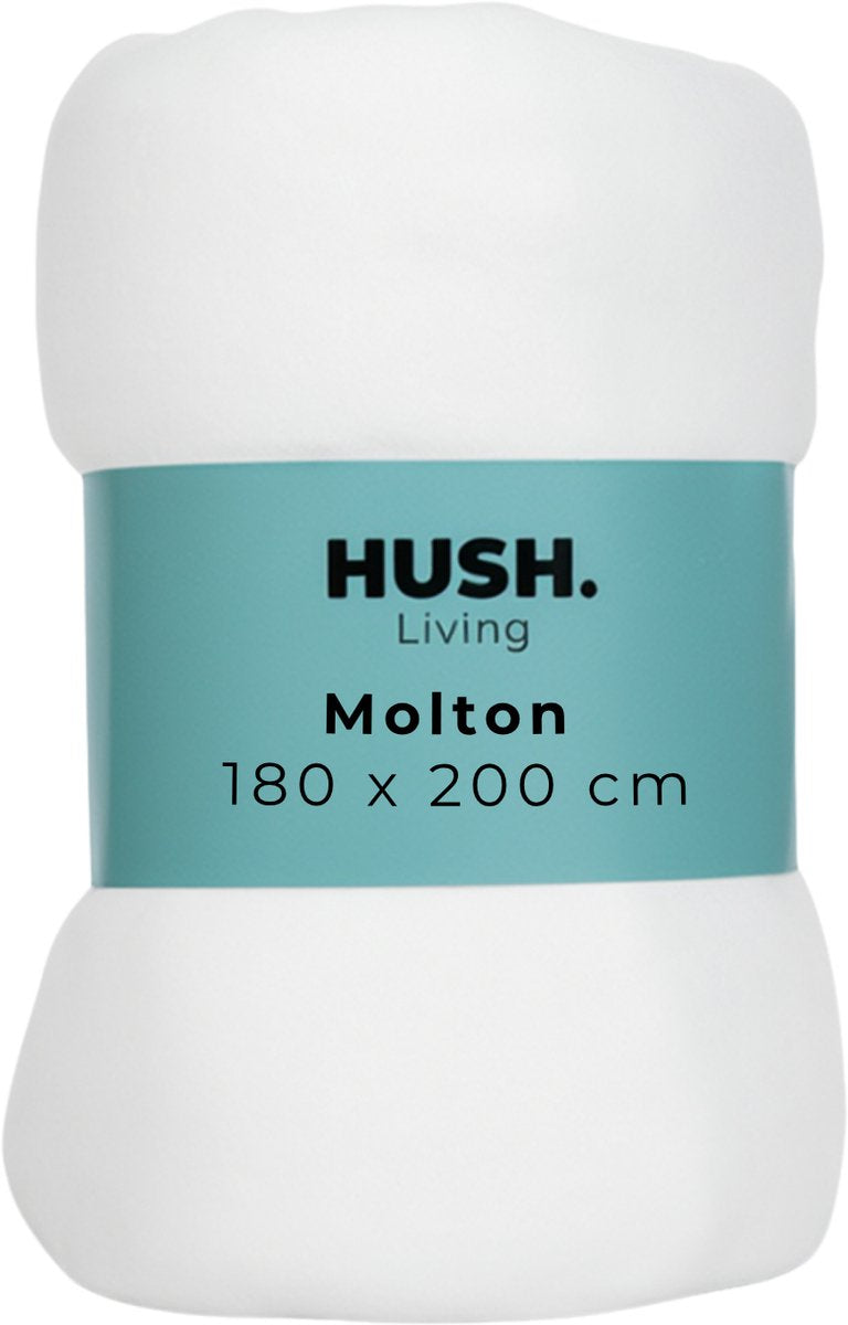 Hush. living hush living molton matrasbeschermer - 80%katoen 20%polyester - uitstekende vochtopname - vormvast - comfort en duurzame bescherming - 180x200+30cm